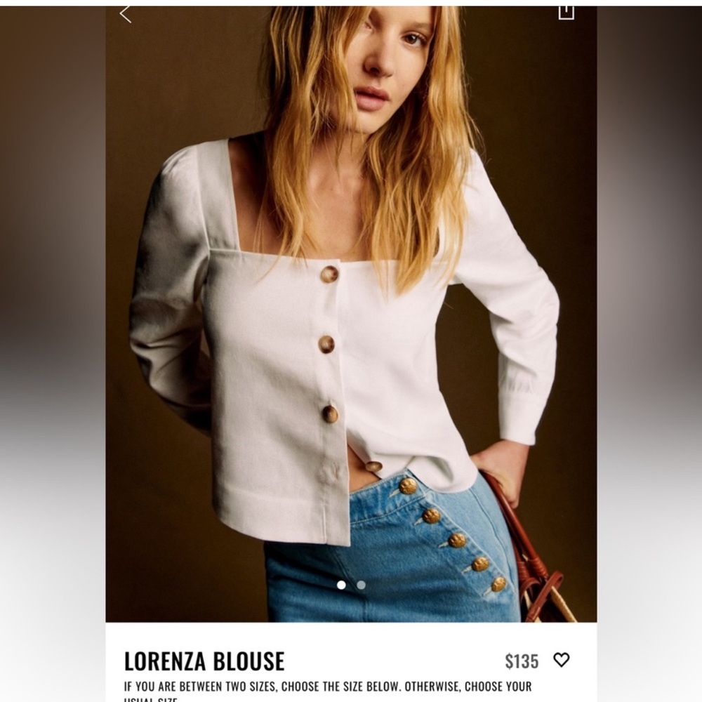 Sezane Lorenza Blouse Ivory - Size 6